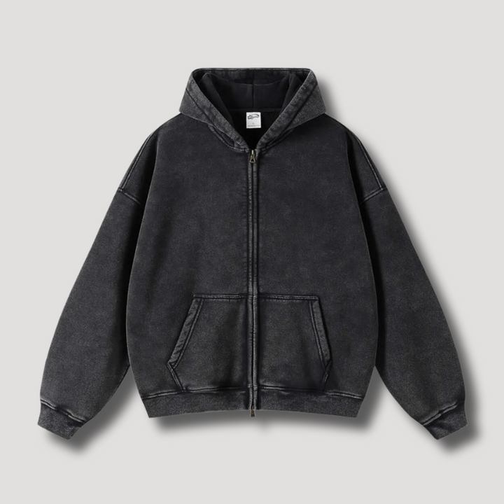 Damen Oversize-Kapuzenjacke im Retro-Stil mit Reißverschluss und Taschen