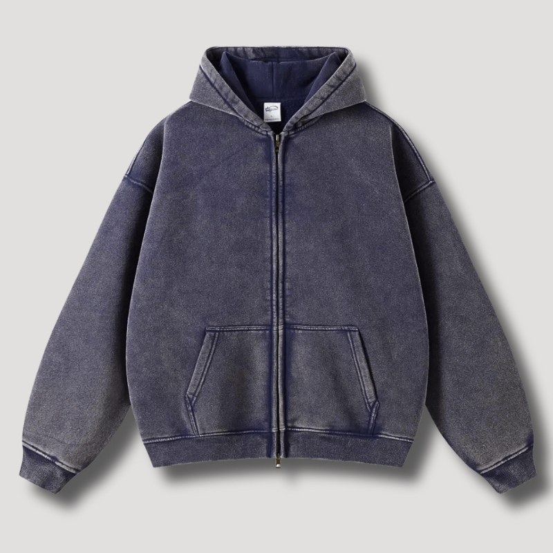 Damen Oversize-Kapuzenjacke im Retro-Stil mit Reißverschluss und Taschen