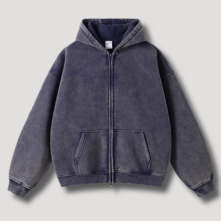 Damen Oversize-Kapuzenjacke im Retro-Stil mit Reißverschluss und Taschen