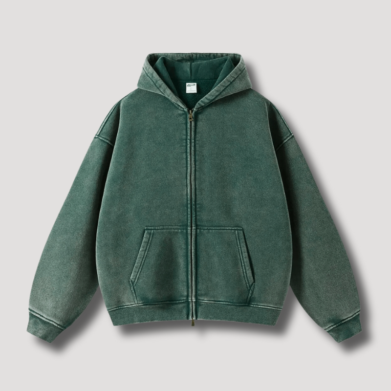 Damen Oversize-Kapuzenjacke im Retro-Stil mit Reißverschluss und Taschen