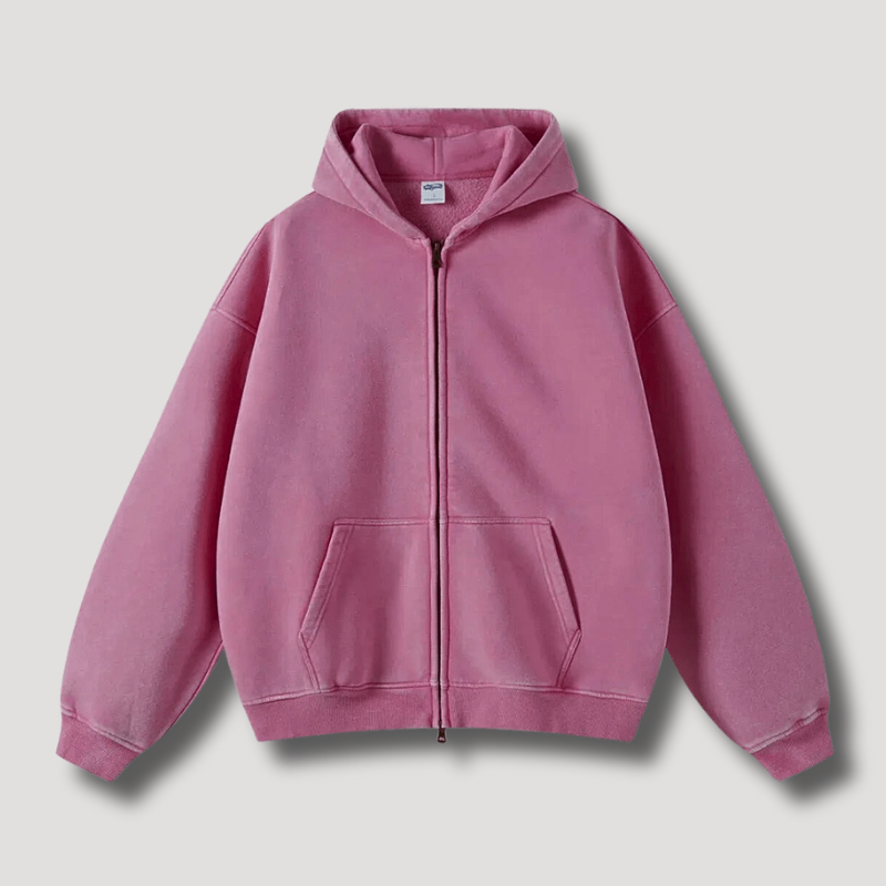Damen Oversize-Kapuzenjacke im Retro-Stil mit Reißverschluss und Taschen