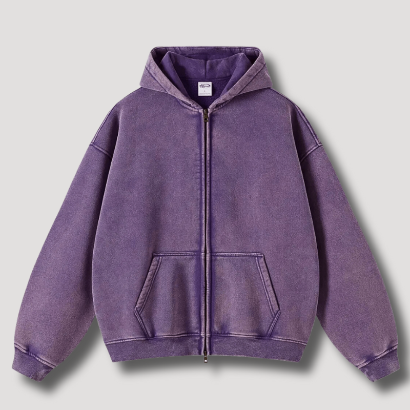 Damen Oversize-Kapuzenjacke im Retro-Stil mit Reißverschluss und Taschen