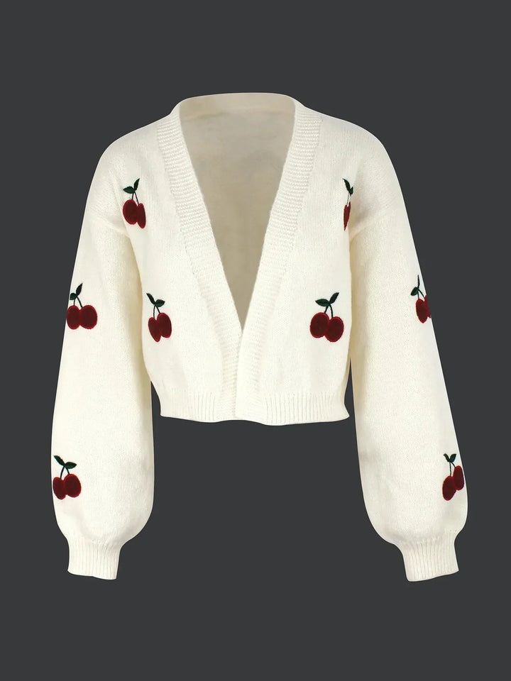 W&W Mode | Kirschrot Weiß Grobstrickjacke Damenjacke