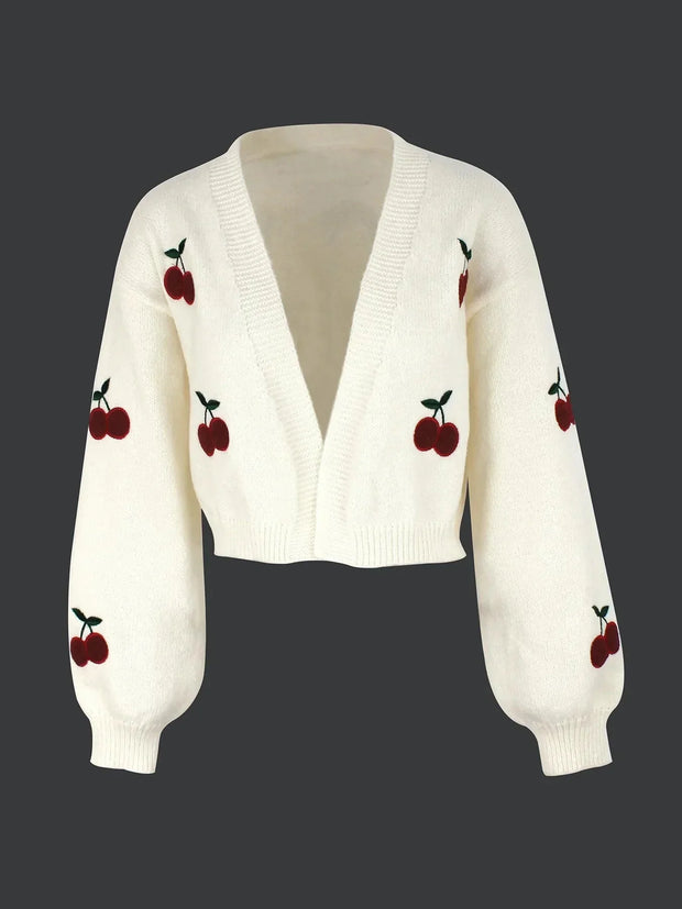 WW | Kirschrot Weiß Grobstrickjacke Damenjacke
