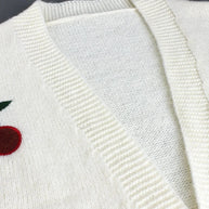WW | Kirschrot Weiß Grobstrickjacke Damenjacke