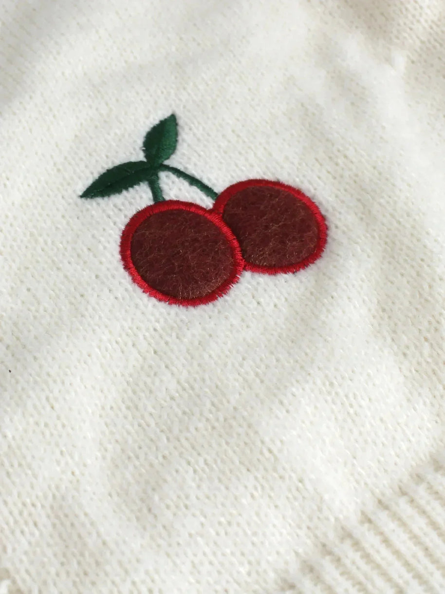 WW | Kirschrot Weiß Grobstrickjacke Damenjacke