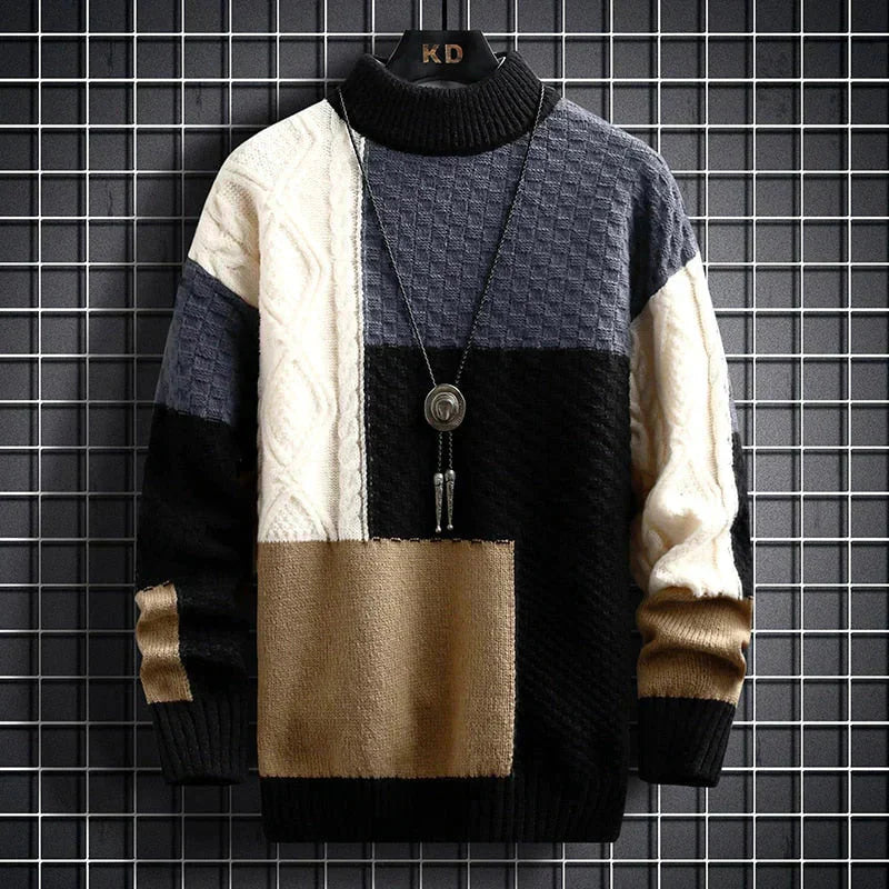 WW | hochgeschlossen Patchwork Pullover Herrenbekleidung