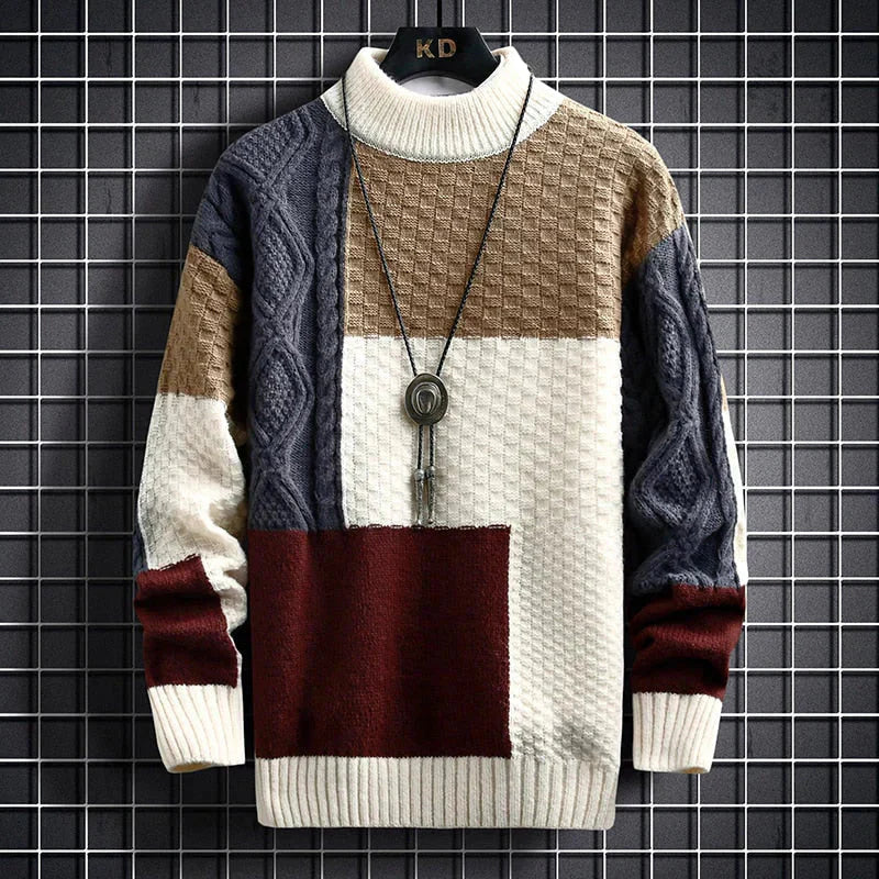 WW | hochgeschlossen Patchwork Pullover Herrenbekleidung