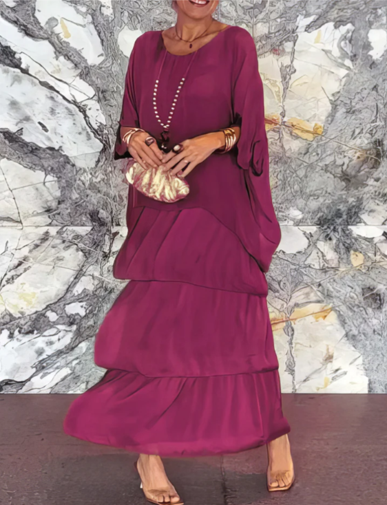 W&W Mode | Elegantes Maxikleid mit weitem Rundhalsausschnitt