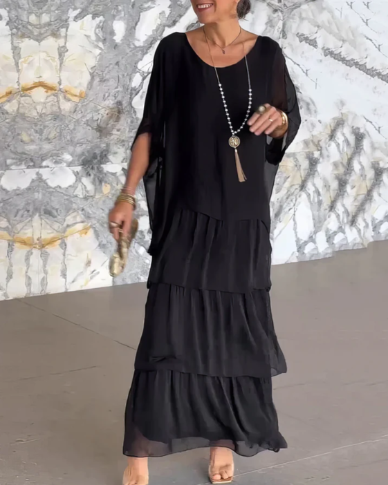 W&W Mode | Elegantes Maxikleid mit weitem Rundhalsausschnitt