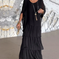 WW | Elegantes Maxikleid mit weitem Rundhalsausschnitt