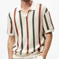 WW | Gestreiftes Offen Strick Poloshirt Für Herren