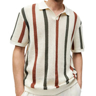 WW | Gestreiftes Offen Strick Poloshirt Für Herren