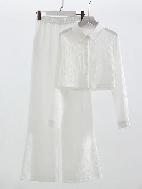 WW | Anzug Damen Cropped Top und Weite Hose Set