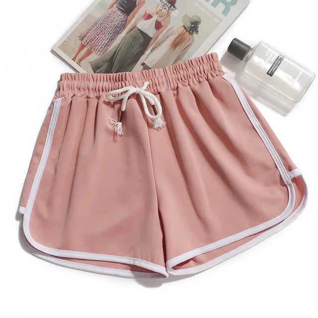 Damen Streifenshorts mit atmungsaktivem, elastischem Bund