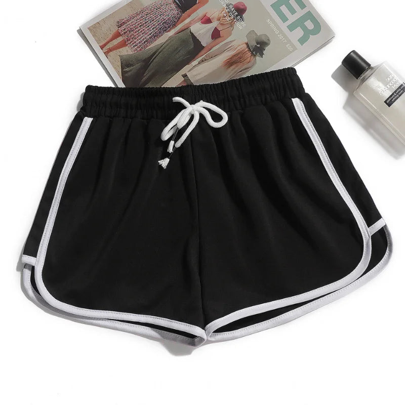 Damen Streifenshorts mit atmungsaktivem, elastischem Bund
