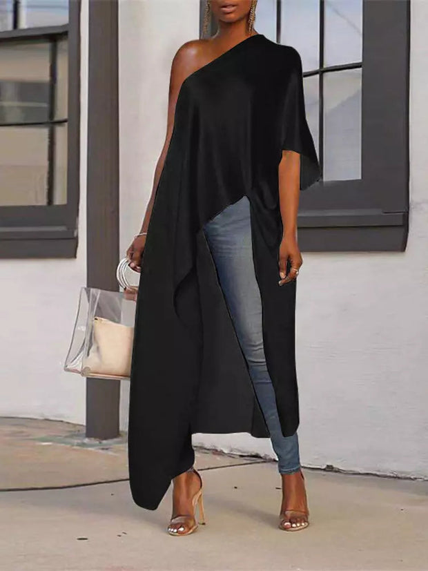 WW | Sommerbluse Damen Sexy Ein Schulter Festkleider