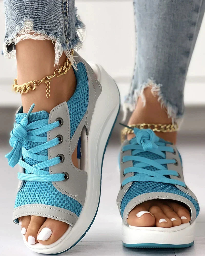 WW | Orthopädische Muffin Sandalen mit Ausschnitt und Schnürung