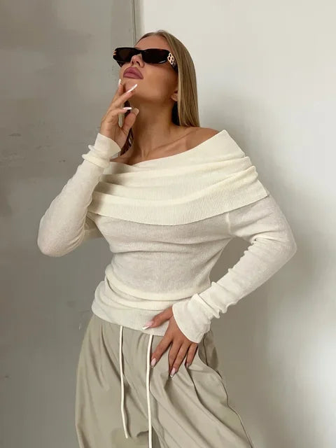 W&W Mode - Off Shoulder Pullover
