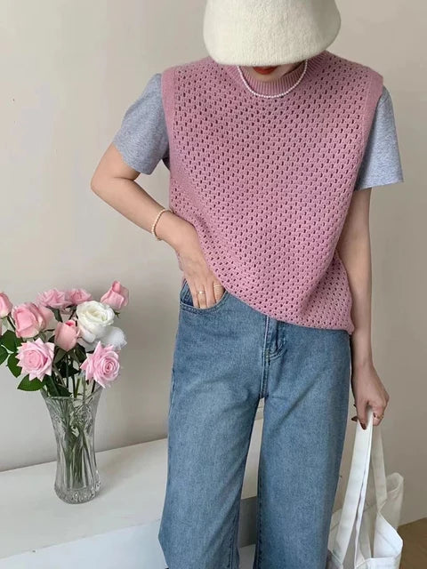 W&W Mode | Ärmelloser Strickpullover für Damen