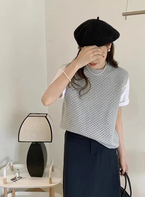 W&W Mode | Ärmelloser Strickpullover für Damen