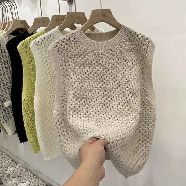 W&W Mode | Ärmelloser Strickpullover für Damen