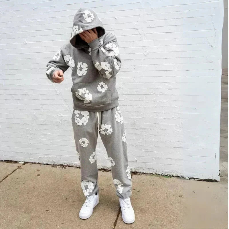 WW | Unisex Kapuzenpullover mit Blumenmuster und Jogginghose