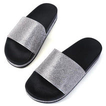 WW | Kristall Diamant Slides mit Besatz Sandalen