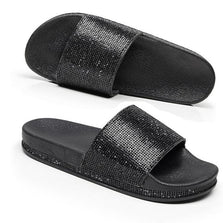 WW | Kristall Diamant Slides mit Besatz Sandalen