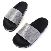 WW | Kristall Diamant Slides mit Besatz Sandalen