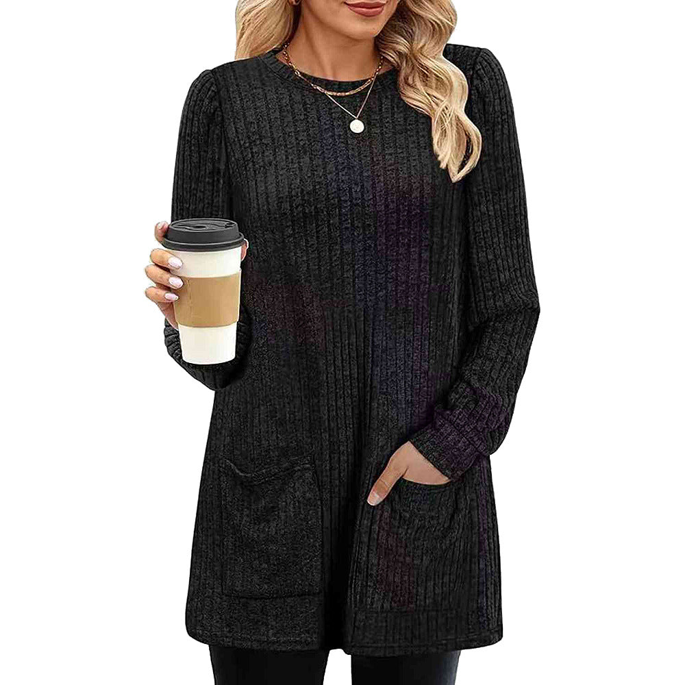 WW |  Herbst und Winter neue halblange Pullover Kleid Frau