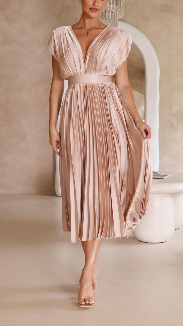 W&W Mode | Kleid mit V Ausschnitt und Rückenkrawatte