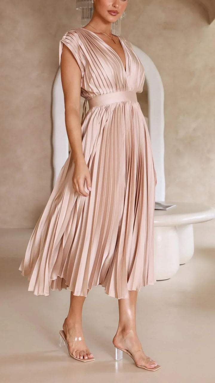 W&W Mode | Kleid mit V Ausschnitt und Rückenkrawatte
