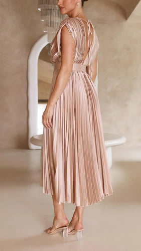 W&W Mode | Elektrisch Plissiertes, Elegantes Ärmelloses Kleid