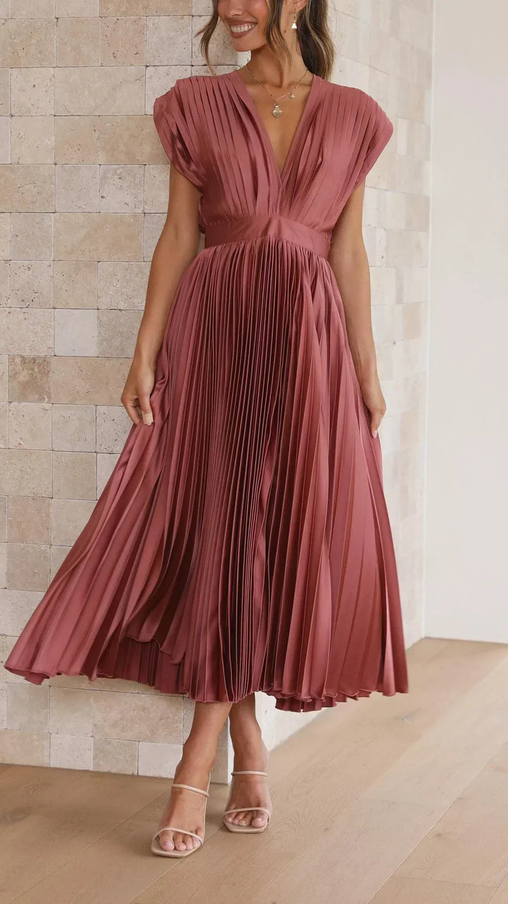W&W Mode | Elektrisch Plissiertes, Elegantes Ärmelloses Kleid