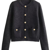 Strick-Cardigan mit Rundhalsausschnitt