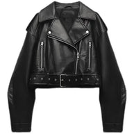 WW - Damen verkürzte Kunstleder Bikerjacke mit taillierter Taille