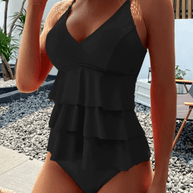 WW | Zweiteiliges Damenstrandkleid Mit Rüschen Tankini Einsatz