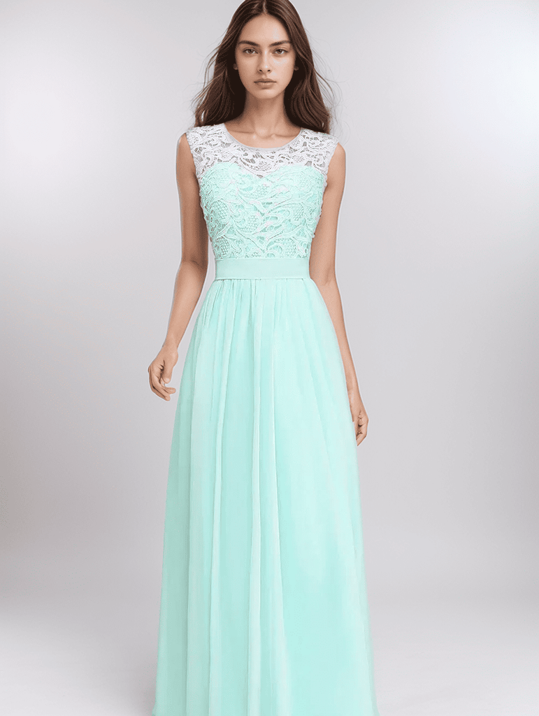 WW | Chiffon Brautjungfernkleid Mit Herz Ausschnitt, Fußlänge