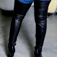 WW | Overknee Stiefel Blockabsatz Runde Spitze Reißverschluss Lug Sohle