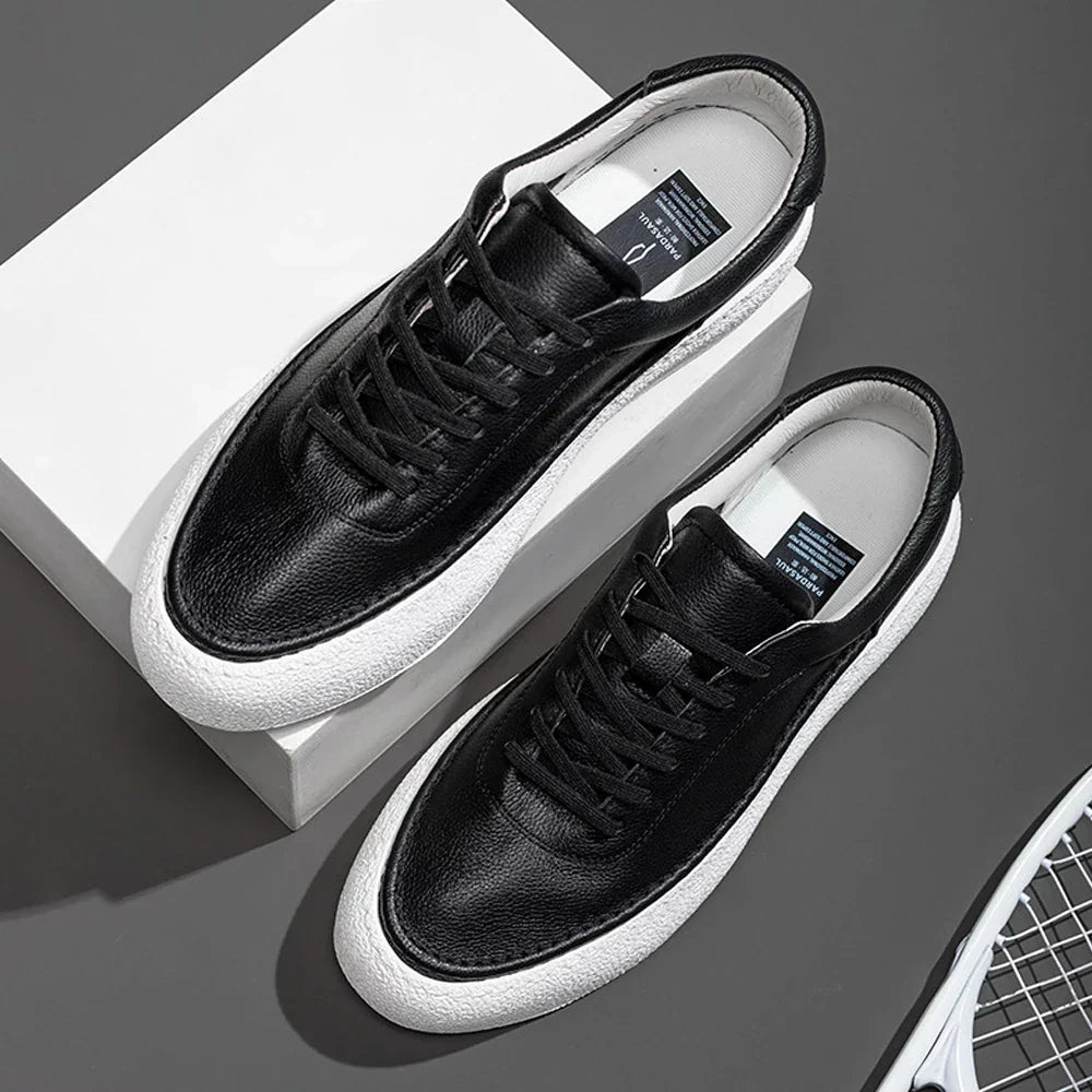 W&W Mode | Premium Leder Sneakers Mit Weißer Sohle