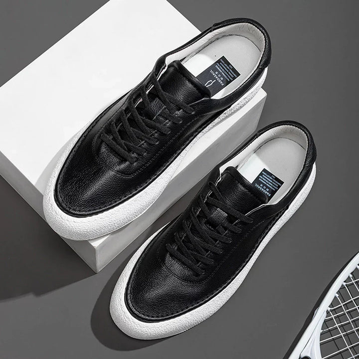 W&W Mode | Premium Leder Sneakers Mit Weißer Sohle