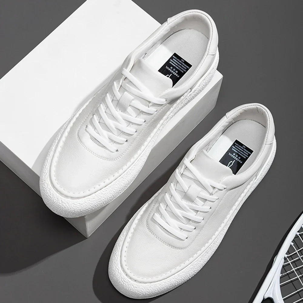 W&W Mode | Premium Leder Sneakers Mit Weißer Sohle