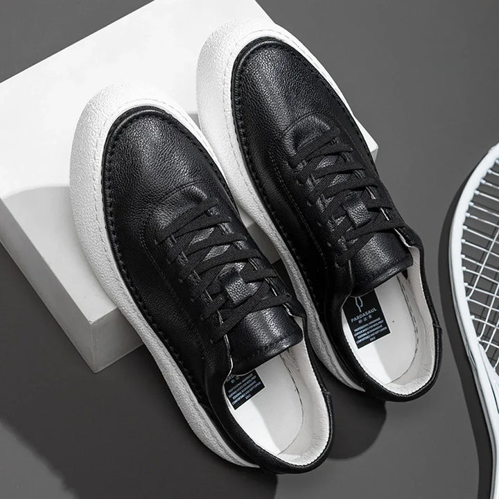 W&W Mode | Premium Leder Sneakers Mit Weißer Sohle