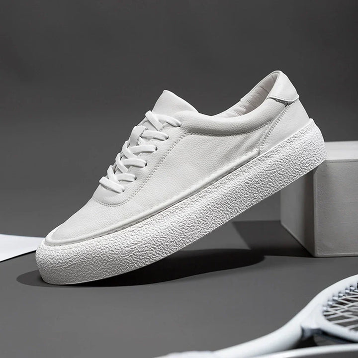 W&W Mode | Premium Leder Sneakers Mit Weißer Sohle