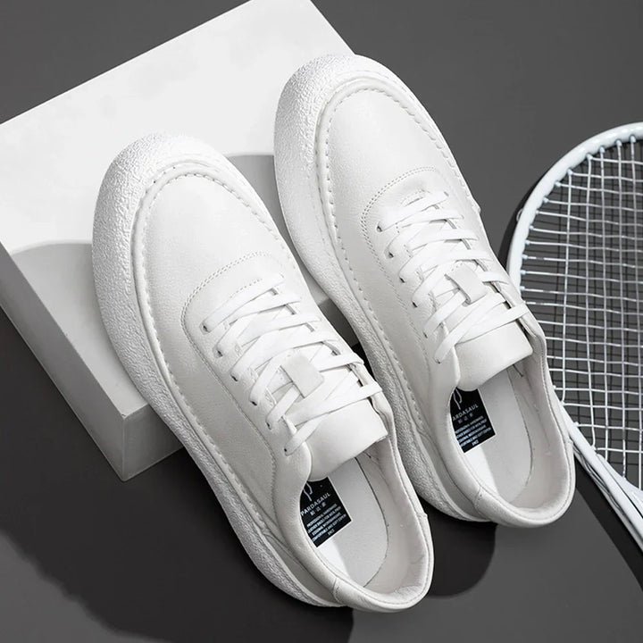 W&W Mode | Premium Leder Sneakers Mit Weißer Sohle