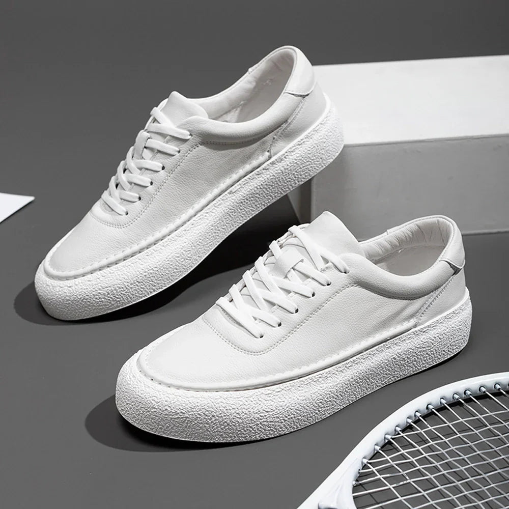 WW | Premium Leder Sneakers Mit Weißer Sohle