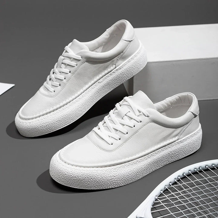 W&W Mode | Premium Leder Sneakers Mit Weißer Sohle