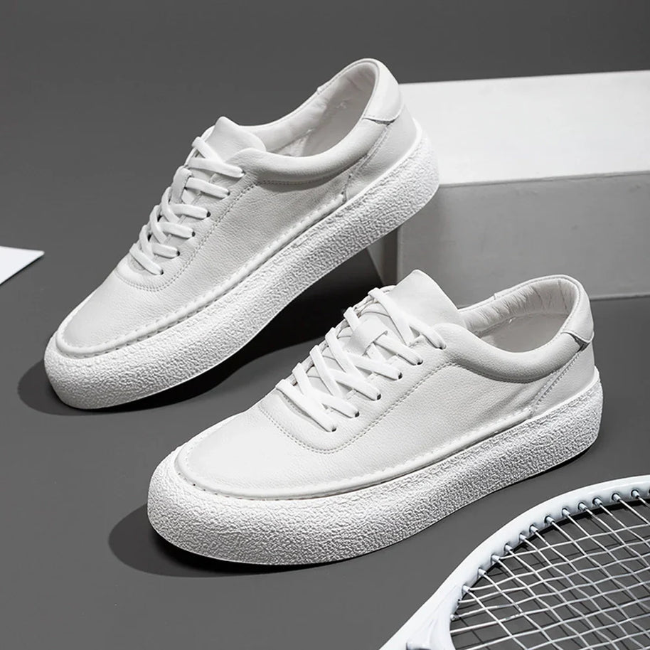WW | Premium Leder Sneakers Mit Weißer Sohle
