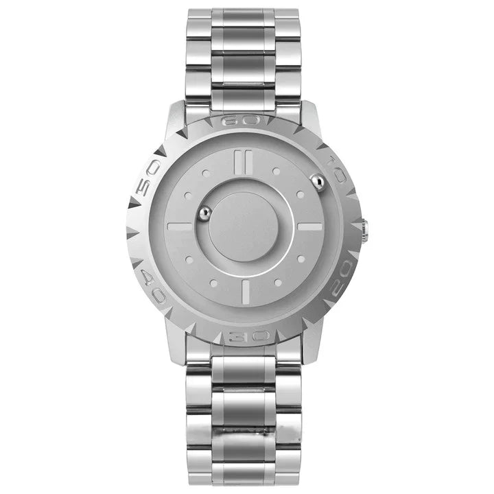 QuantumFlux Uhr mit magnetischen Kugelzeigern und verstellbarem Armband